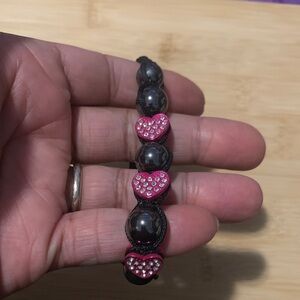 Elegant Black and Pink Heart Bracelet